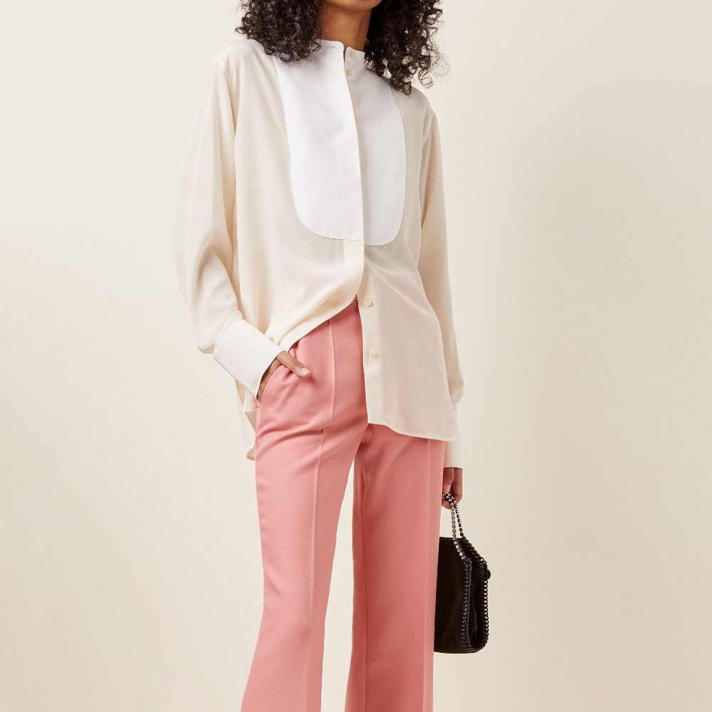 STELLA MCCARTNEY Leann paneled silk-satin shirt